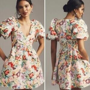 Anthropologie Floral Mini Dress - Multicolor